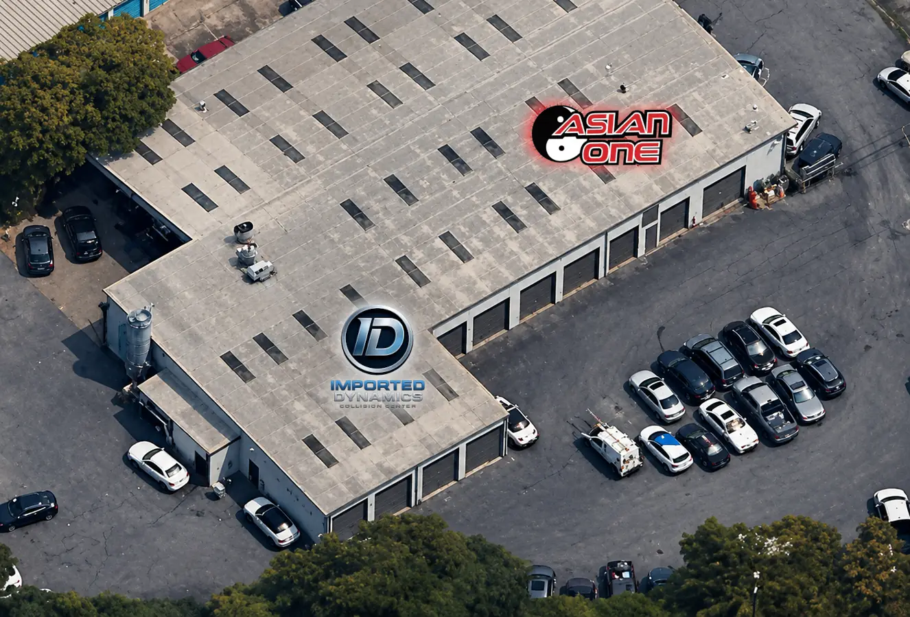 Aerial view of Imported Dynamics collision repair facility