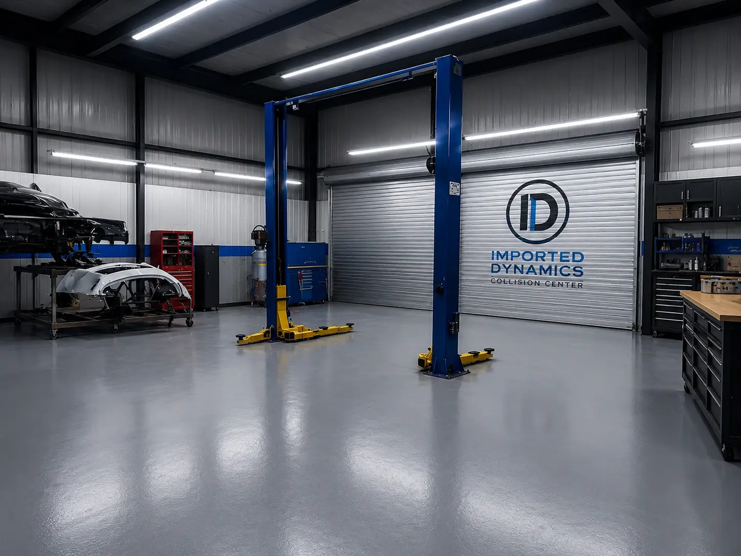 Imported Dynamics collision repair facility interior