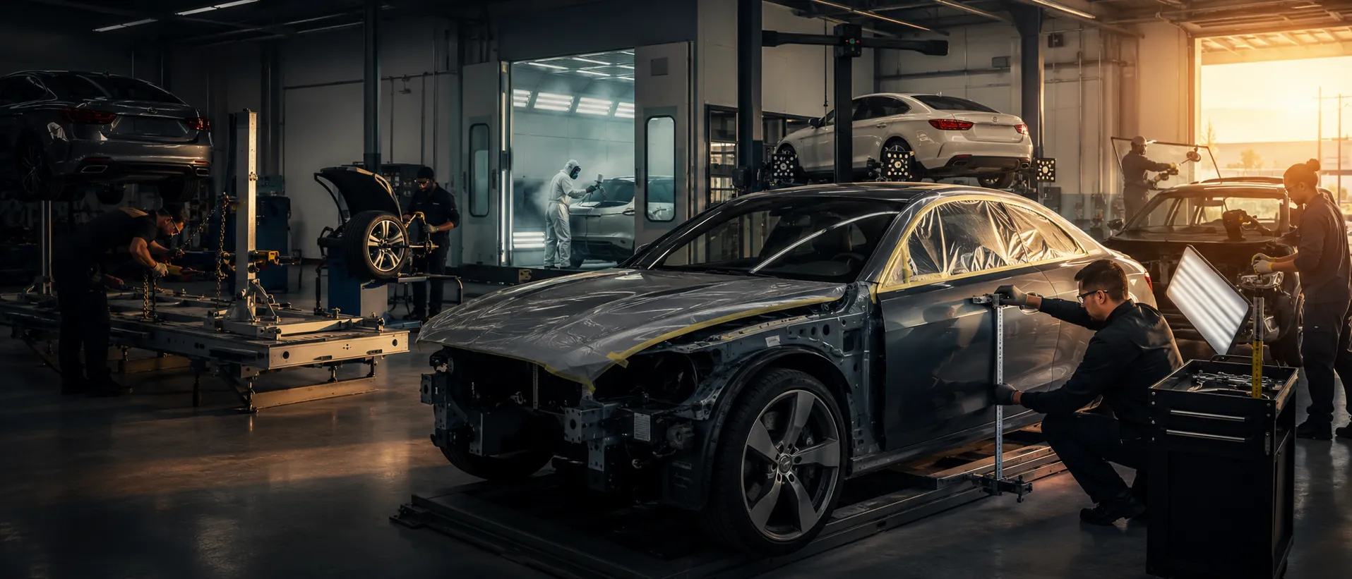 Imported Dynamics collision repair floor and equipment